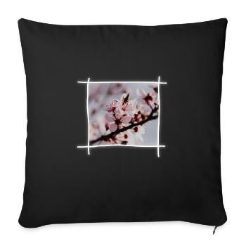 Cherry Blossoms & Cherry Tree - Sofa pillowcase 17,3'' x 17,3'' (45 x 45 cm) - black - Front