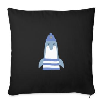 Delfin Segler Kapitän Segelboot & Motorboot Fans - Sofakissenbezug 45 x 45 cm - Schwarz - Vorne