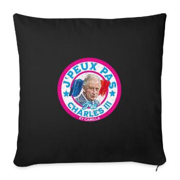 J peux pas j ai Charles et Camilla - Housse de coussin décorative 45 x 45 cm - noir - Devant