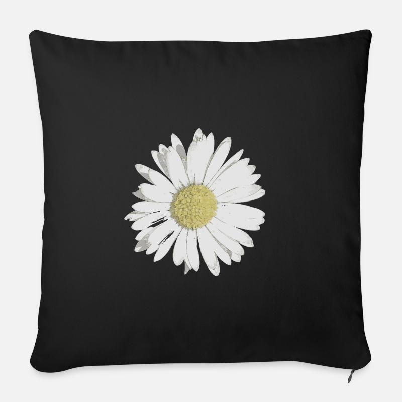 Gänseblümchen - Sofakissenbezug 45 x 45 cm - Schwarz