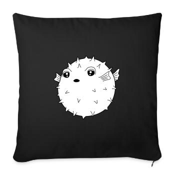 Kukelfisch lustiger Fugu - Sofakissenbezug 45 x 45 cm - Schwarz - Vorne