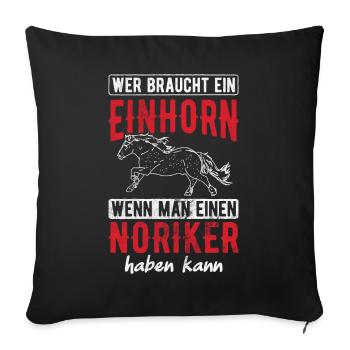 Pferd Noriker Pferde - Sofakissenbezug 45 x 45 cm - Schwarz - Vorne
