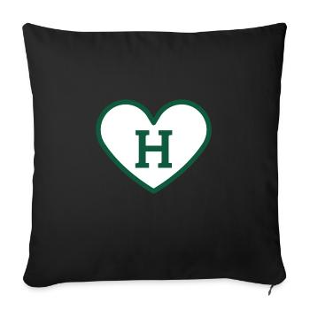Lettre h cœur sport tendance vert - idée cadeau - Housse de coussin décorative 45 x 45 cm - noir - Devant
