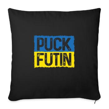 Puck Futin Meme Stand With Ukraine - Sofa pillowcase 17,3'' x 17,3'' (45 x 45 cm) - black - Front