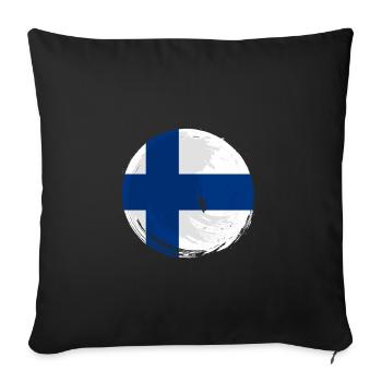 Finnland Flagge Suomi Finnische Fahne Used Look - Sofakissenbezug 45 x 45 cm - Schwarz - Vorne