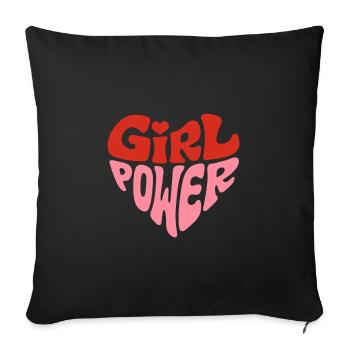 Féministe Girl Power Heart Design - Housse de coussin décorative 45 x 45 cm - noir - Devant