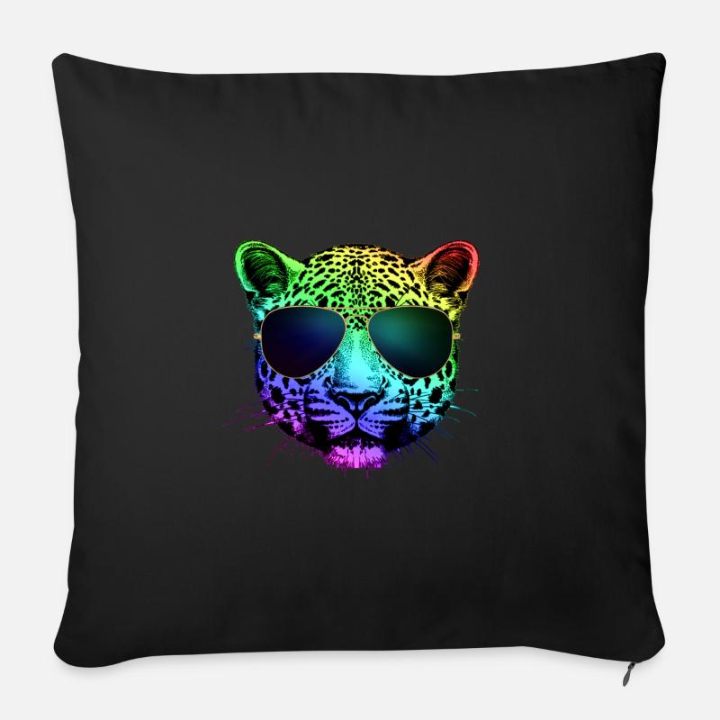 Rainbow Guépard - Housse de coussin décorative 45 x 45 cm - noir