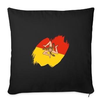 Drapeau de la Sicile Italie Palerme Trinacria Italia - Housse de coussin décorative 45 x 45 cm - noir - Devant