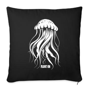 Float on, Qualle mit Tentakeln, Meeresbewohner - Sofakissenbezug 45 x 45 cm - Schwarz - Vorne