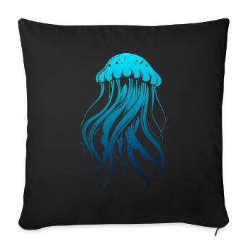 Brille avec le courant, Méduse avec des tentacules, Dire - Housse de coussin décorative 45 x 45 cm - noir - Devant