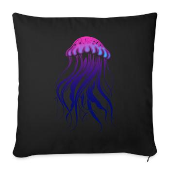 Brille avec le courant, Méduse avec des tentacules, Dire - Housse de coussin décorative 45 x 45 cm - noir - Devant