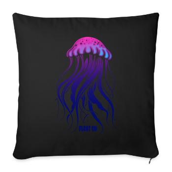 Float on, Qualle mit Tentakeln, Meeresbewohner - Sofakissenbezug 45 x 45 cm - Schwarz - Vorne