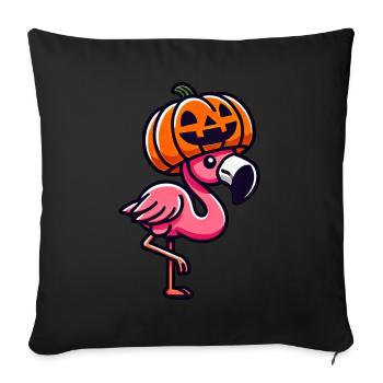 Drôle Halloween citrouille flamant rose automne fantaisiste - Housse de coussin décorative 45 x 45 cm - noir - Devant
