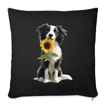 Border Collie - Sofakissenbezug 45 x 45 cm - Schwarz - Vorne