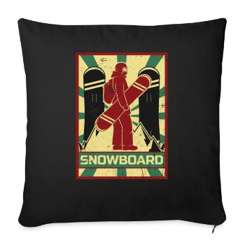 Propagande de snowboard | Sports d'hiver neige hiver - Housse de coussin décorative 45 x 45 cm - noir - Devant