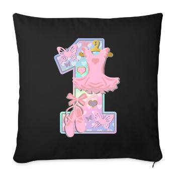 Ballerina 1. Geburtstagsparty Nummer 1 - 1 Jahre - Sofakissenbezug 45 x 45 cm - Schwarz - Vorne