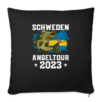 Schweden Angeltour 2023 - Sofakissenbezug 45 x 45 cm - Schwarz - Vorne