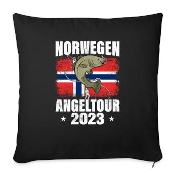Norwegen Angeltour 2023 - Sofakissenbezug 45 x 45 cm - Schwarz - Vorne