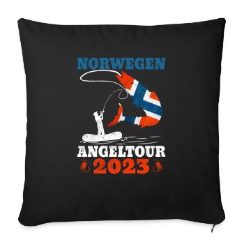 Norwegen Angeltour 2023 Angeltrip Norwegen - Sofakissenbezug 45 x 45 cm - Schwarz - Vorne