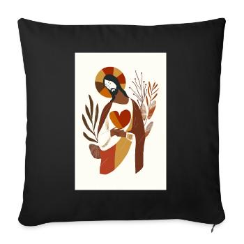 Jesus Canvas Print, Digitaler Download, Neutrale - Sofakissenbezug 45 x 45 cm - Schwarz - Vorne