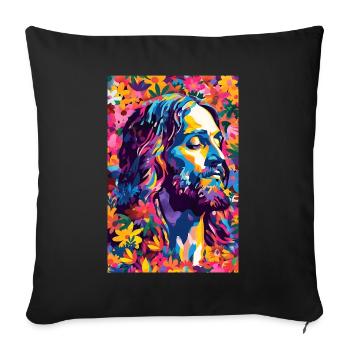 Lebendige Jesus Wandkunst, Digitaler Download, - Sofakissenbezug 45 x 45 cm - Schwarz - Vorne