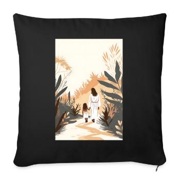 Come Follow Me, Communion Art, Jesus Christ, - Sofa pillowcase 17,3'' x 17,3'' (45 x 45 cm) - black - Front