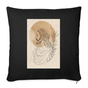 Impression d’art Jésus Lignes Simples, Moderne - Housse de coussin décorative 45 x 45 cm - noir - Devant