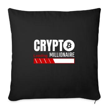 Chargement crypto millionnaire - bitcoin - Housse de coussin décorative 45 x 45 cm - noir - Devant