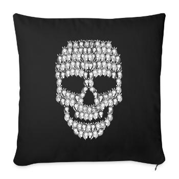 Totenkopf Einhörner | Fabelwesen Regenbogen Kopf - Sofakissenbezug 45 x 45 cm - Schwarz - Vorne