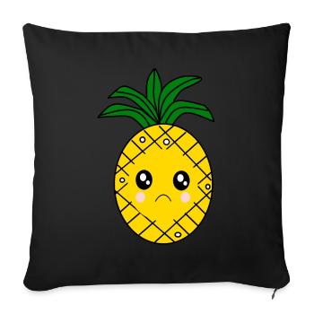 Ananas Kawaii Fruits Kawaii Fruits Kawaii - Housse de coussin décorative 45 x 45 cm - noir - Devant