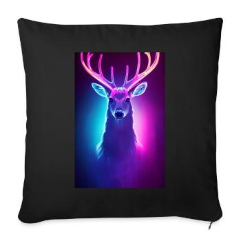 Poster Neon Deer - Sofa pillowcase 17,3'' x 17,3'' (45 x 45 cm) - black - Front