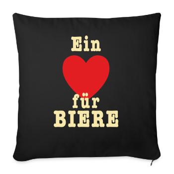 AD - ein Herz für Biere - Alkohol Liebhaber Design - Sofakissenbezug 45 x 45 cm - Schwarz - Vorne