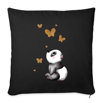 Rêver de panda de dessin animé - Housse de coussin décorative 45 x 45 cm - noir - Devant