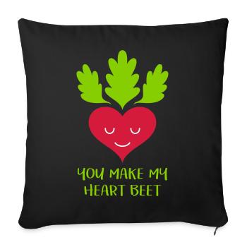 You make my heart beet! - Sofa pillowcase 17,3'' x 17,3'' (45 x 45 cm) - black - Front