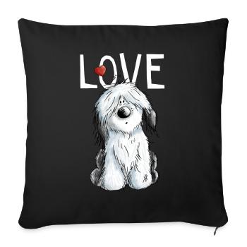 I Love Bobtail - Bobtails - Old English Sheepdog - Sofakissenbezug 45 x 45 cm - Schwarz - Vorne