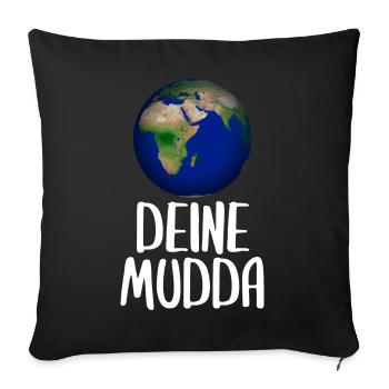 Weltkugel Schriftkunst Motiv - Sofakissenbezug 45 x 45 cm - Schwarz - Vorne