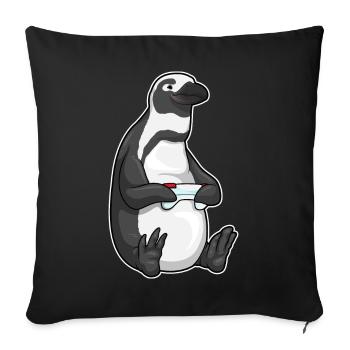 Manette Penguin Gamer - Housse de coussin décorative 45 x 45 cm - noir - Devant