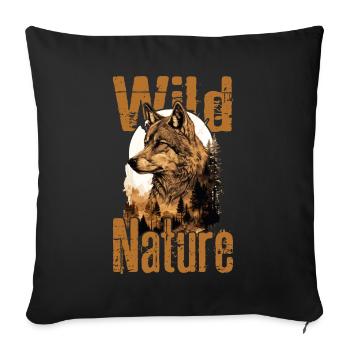 Loup Nature sauvage Wolf’s Head Wilderness Forest Trees - Housse de coussin décorative 45 x 45 cm - noir - Devant