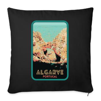 Emblematic cliffs of the Algarve: Original view - Sofa pillowcase 17,3'' x 17,3'' (45 x 45 cm) - black - Front
