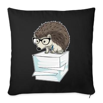 Bureau de la pile de papier du secrétaire hérisson - Housse de coussin décorative 45 x 45 cm - noir - Devant