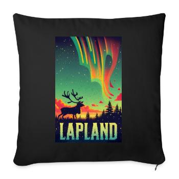 Reindeer and Northern Lights in Lapland Finland - Sofa pillowcase 17,3'' x 17,3'' (45 x 45 cm) - black - Front