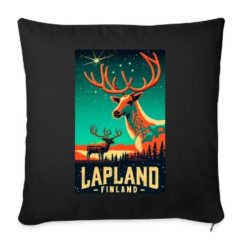 Reindeer and Northern Lights in Lapland Finland - Sofa pillowcase 17,3'' x 17,3'' (45 x 45 cm) - black - Front