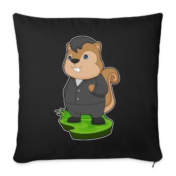 Écureuil marié costume mariage - Housse de coussin décorative 45 x 45 cm - noir - Devant