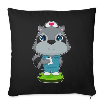 Waschbär Krankenschwester  - Sofakissenbezug 45 x 45 cm - Schwarz - Vorne
