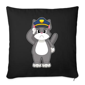 Cat, Policeman, Police - Sofa pillowcase 17,3'' x 17,3'' (45 x 45 cm) - black - Front