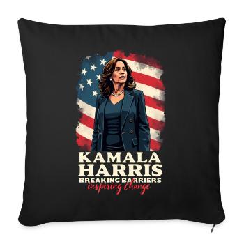 Kamala Harris : Briser les barrières, inspirer le changement - Housse de coussin décorative 45 x 45 cm - noir - Devant