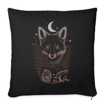 Fox with fern and pumpkin in autumn forest - Sofa pillowcase 17,3'' x 17,3'' (45 x 45 cm) - black - Front
