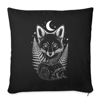 Mystical Fox with Pumpkin - Night in the Autumn Forest - Sofa pillowcase 17,3'' x 17,3'' (45 x 45 cm) - black - Front