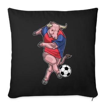 Stier Fußballspieler Fußball - Sofakissenbezug 45 x 45 cm - Schwarz - Vorne
