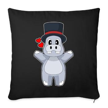 Nilpferd Bräutigam Zylinder Hochzeit - Sofakissenbezug 45 x 45 cm - Schwarz - Vorne